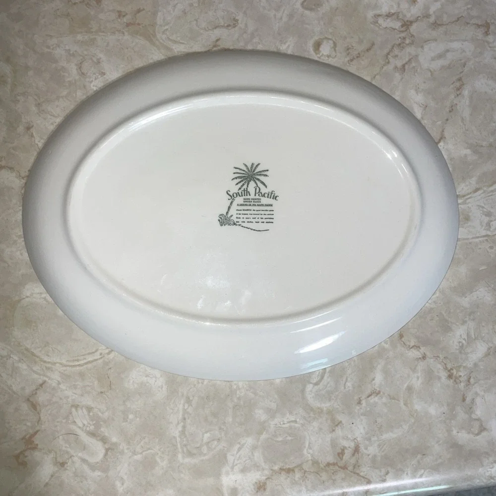 Stetson‎ MCM Hand Painted South Pacific Serving Platter & 9.5